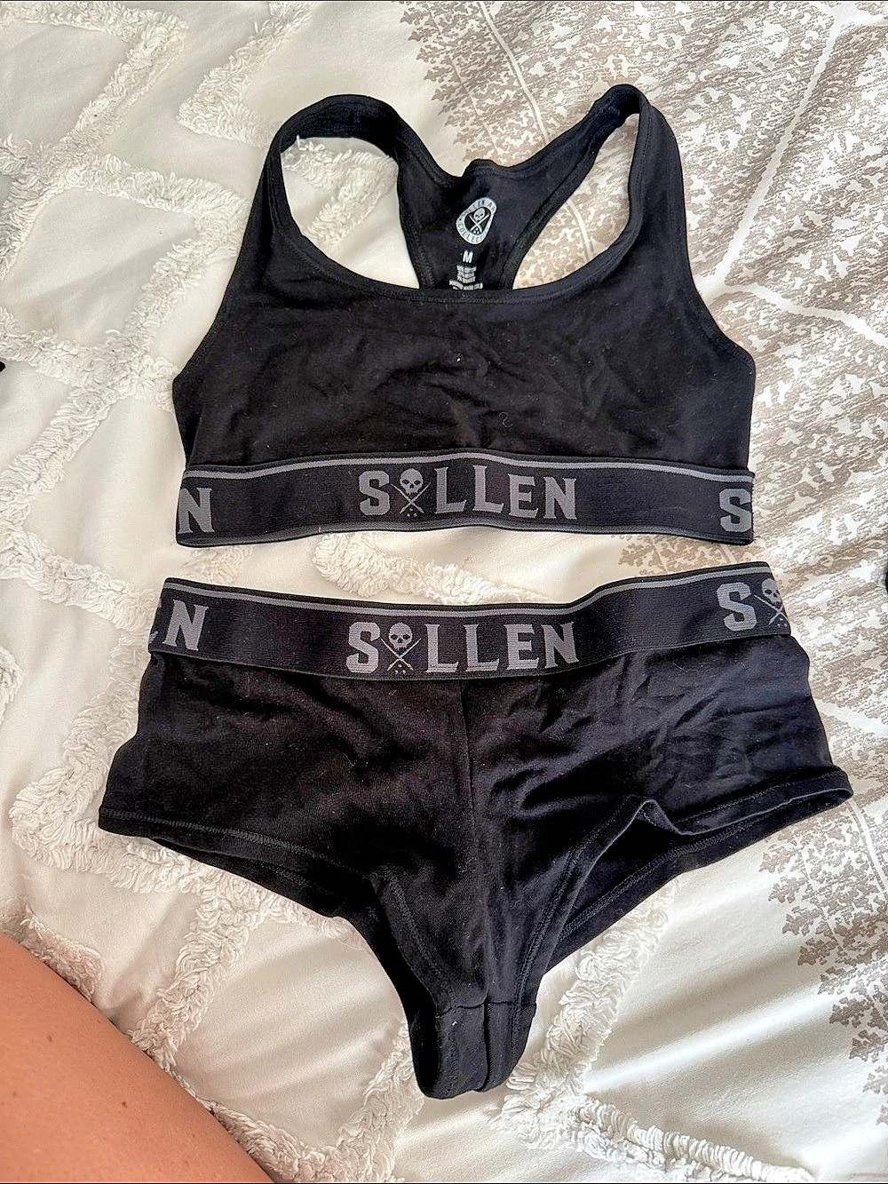 Sullen Black Bralette & Brief Set Size Medium top small bottoms